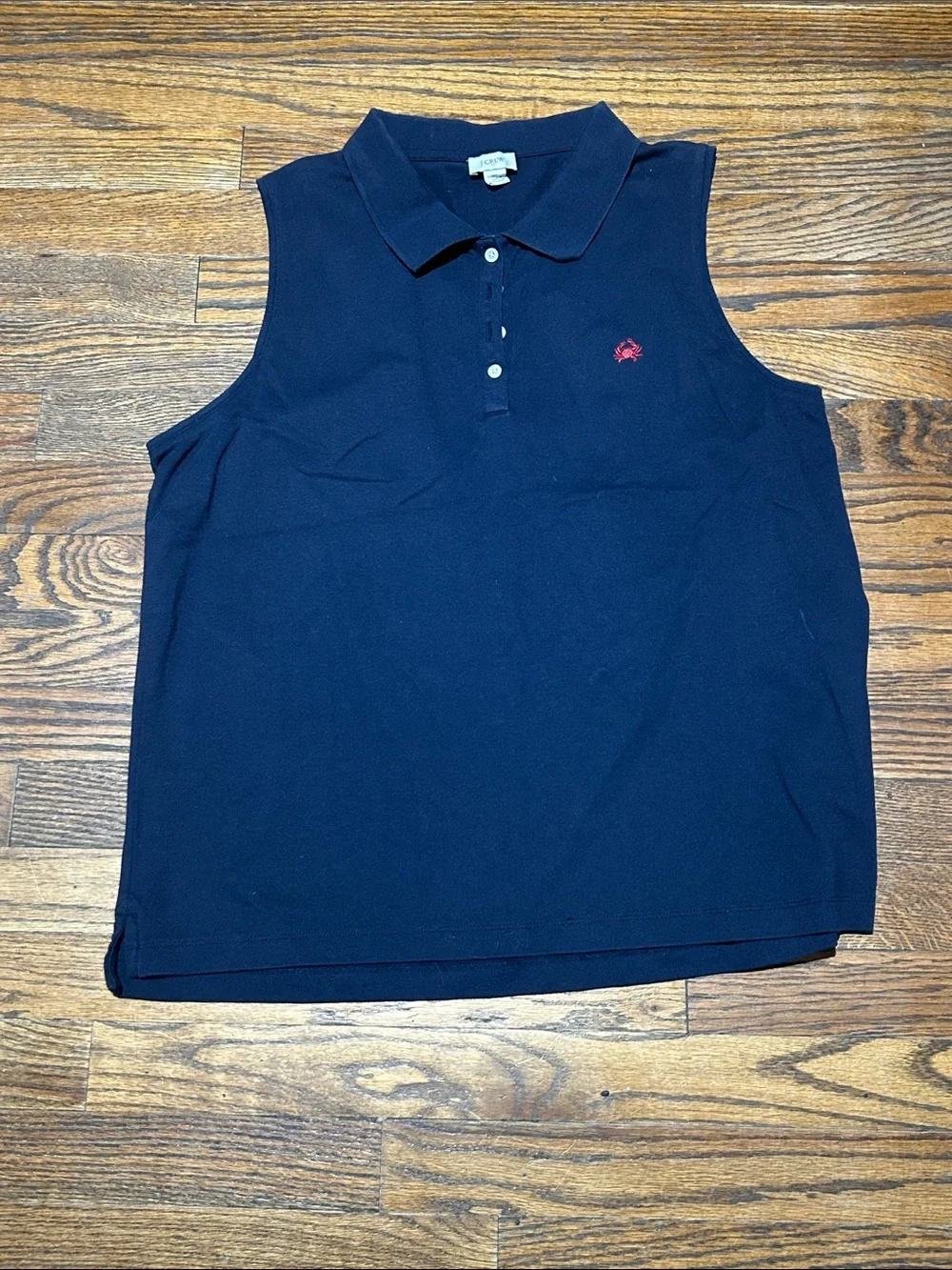 Sleeveless Navy Polo Tank with Red Embroidered Logo